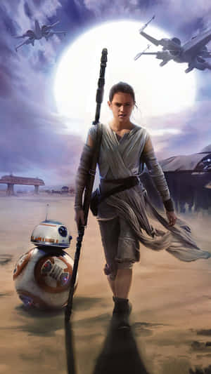 Rey, A Powerful Force-wielding Warrior From The Star Wars Franchise. Wallpaper