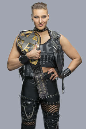 Rhea Ripley Champion Pose Wallpaper