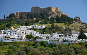 Rhodes Lindos Hill Wallpaper