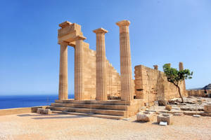 Rhodes Lindos Temple Ruins Wallpaper