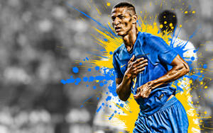 Richarlison De Andrade With Paint Splashes Wallpaper