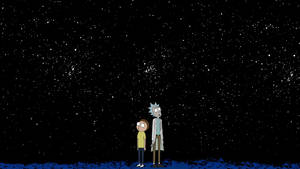 Rick And Morty Look Up In Awe Admiring The Beautiful Night Sky. Wallpaper