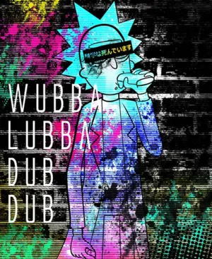 Rick And Morty Trippy Background With Catchphrase Wallpaper