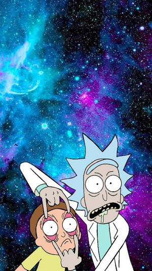 Rick Forcing Morty To Open His Eyes Iphone Wallpaper