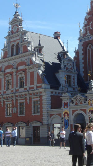 Riga's House Of The Blackheads At Daytime Wallpaper