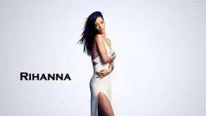 Rihanna In Classy White Dress Wallpaper