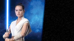 Rise Of Skywalker Rey Lightsaber Pose Wallpaper