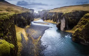 River In Iceland Canyon Desktop Wallpaper