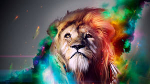 Roaring Lion In Colorful Smoke Wallpaper