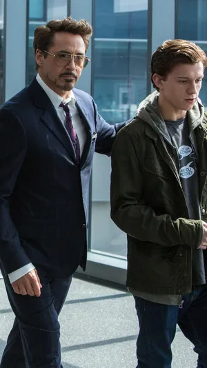 Robert Downey Jr. And Peter Parker Wallpaper