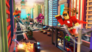 Roblox Character Flying Superheroes Wallpaper