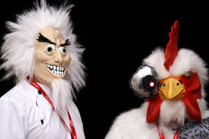 Robot Chicken And Mad Scientist Wallpaper