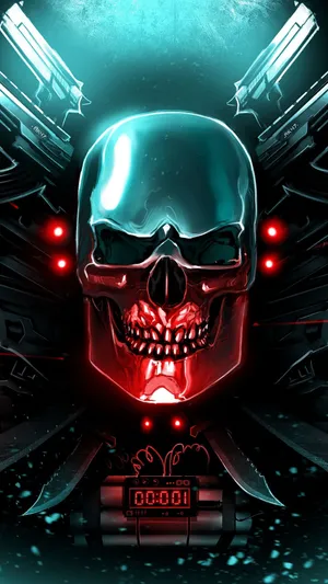 Robot Skull And Crossbones Wallpaper