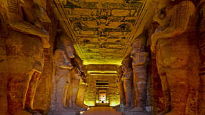 Rock-cut Interiors Of Abu Simbel Temple Wallpaper