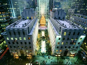 Rockefeller Center Christmas Tree Aerial View Wallpaper