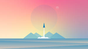 Rocket With Pyramids Digital Art Wallpaper