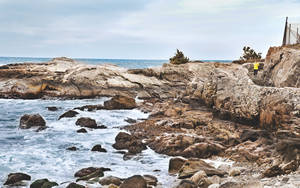 Rocky Coastline Of Newport, Rhode Island Wallpaper