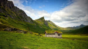 Rocky Mountains Landscape Old House Wallpaper