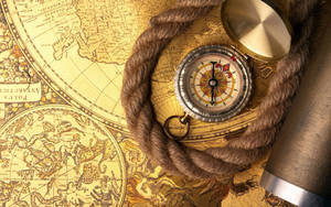 Rococo Style Vintage Compass Wallpaper