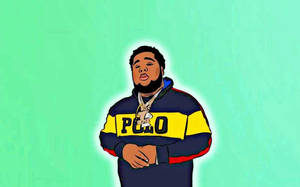 Rod Wave Digital Cartoon Drawing Wallpaper