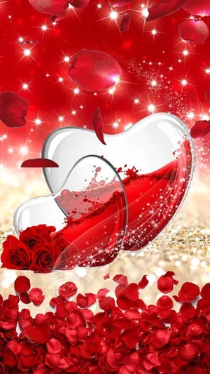 Romantic Heartsand Roses Wallpaper