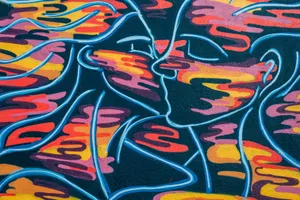 Romantic Love Immortalized Through Graffiti Art Wallpaper
