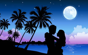 Romantic Love In Island Wallpaper
