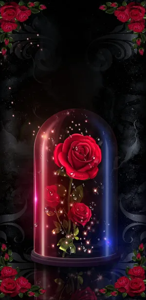 Romantic Rose Inside Glass Container Wallpaper