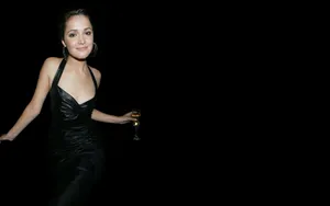 Rose Byrne In Sexy Black Dress Wallpaper