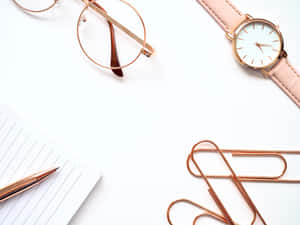 Rose Gold Desktop Accessories Wallpaper