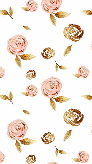 Rose Gold Ipad Flowers And Leaves Wallpaper