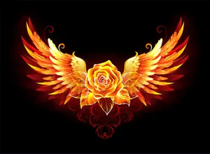 Rose With Fire Wings Wallpaper