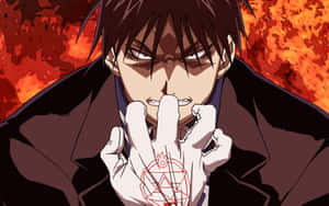 Roy Mustang Showcasing His Fire Alchemy Prowess Wallpaper