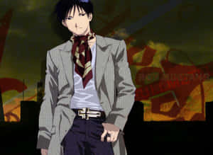 Roy Mustang: The Flame Alchemist In Action Wallpaper