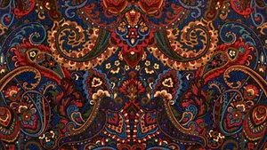 Royal Blue Red Paisley Print Wallpaper