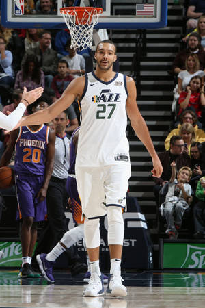 Rudy Gobert All White Jazz Uniform Wallpaper