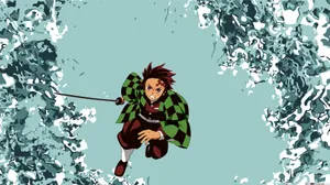 Running Tanjiro Demon Slayer Ipad Wallpaper