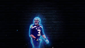 Russell Wilson Blue Neon Lights Wallpaper