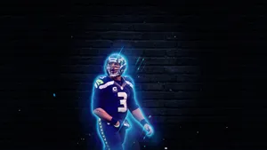 Russell Wilson Blue Neon Lights Wallpaper