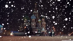 Russia St. Basils Snow Storm Wallpaper