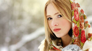 Russian Girl And Head Scarf Wallpaper