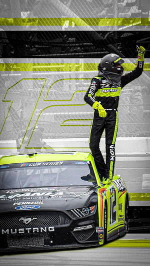 Ryan Blaney Standing On Car Window Wallpaper