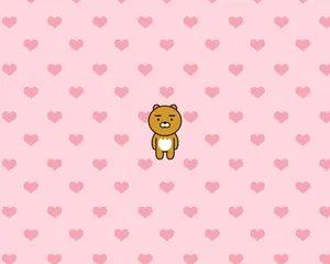 Ryan In Pink Hearts Kakao Friends Wallpaper