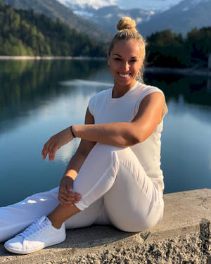 Sabine Lisicki By Lake Wallpaper