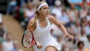 Sabine Lisicki Glowing In White Nike Dress Wallpaper