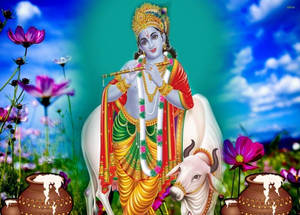 Sacred Interaction Between Krishna And Arjun Wallpaper