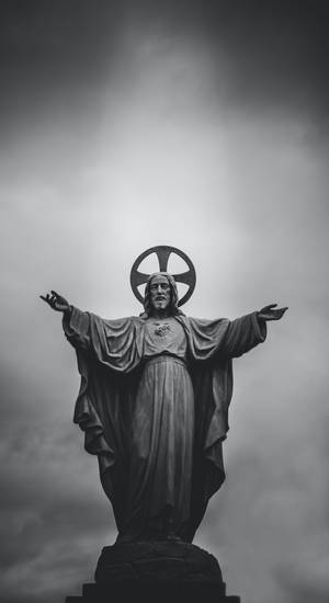 Sacred Statue Of Christ Jesus Phone Wallpaper