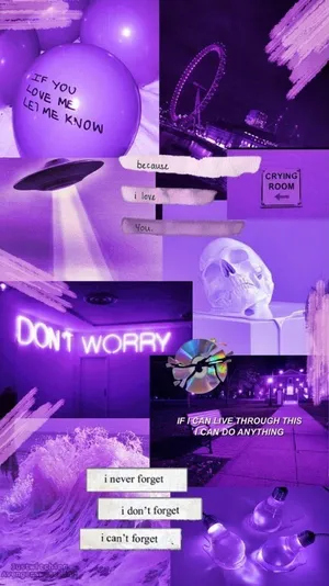 Sad Aesthetic Purple Collage Wallpaper