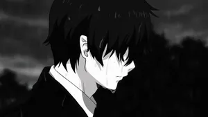 Sad Anime 4k Man Crying In The Rain Wallpaper