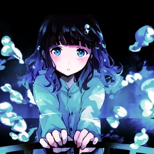 Sad Anime Girl In Blue Good Pfp Wallpaper